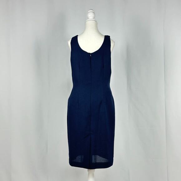 Anthony Sicari Navy Blue Sheath Dress Square Neck Midi Sleeveless New Size 8 - Picture 4 of 5